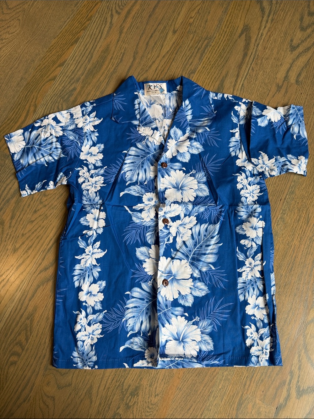 Hawaiian Floral Camp Shirt - Blue/White